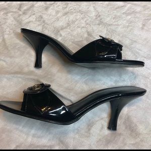 RAMPAGE Sz 7.5M Sexy Black Patent Leather Mule EUC